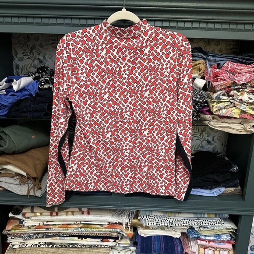 Tail Activewear Geometric Print Red Black White Long Sleeve 1/4 Zip Sz S - Picture 7 of 10